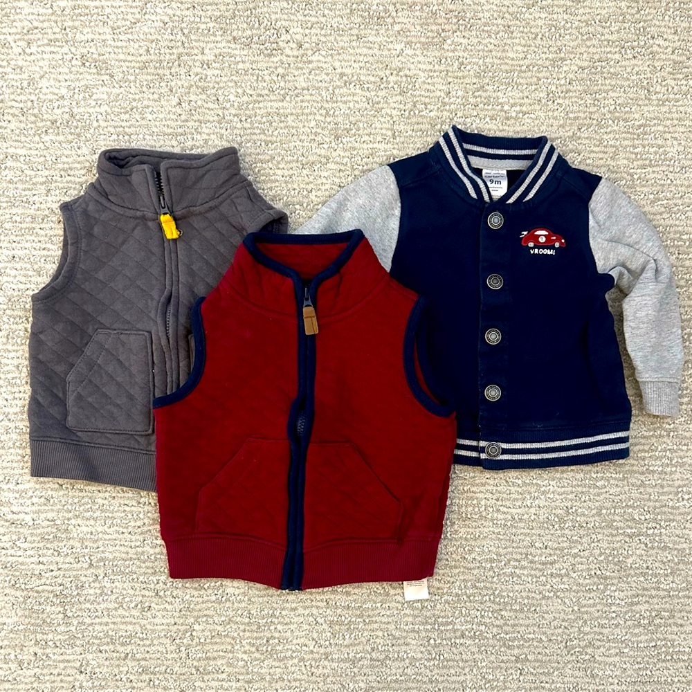 Carter’s Vests and Jacket - like new size 9 months